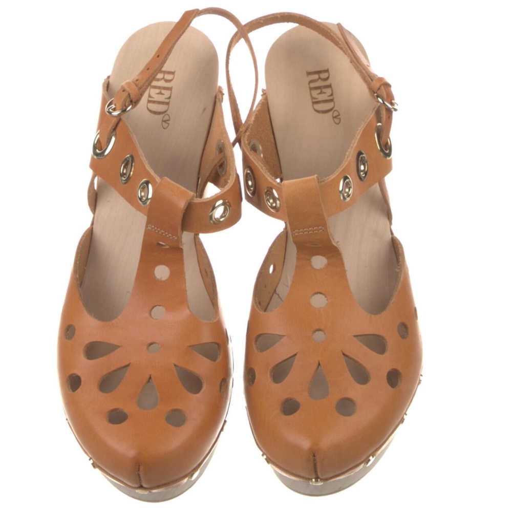 Red Valentino Leather Platform with Chunky Heels Pumps Size 8